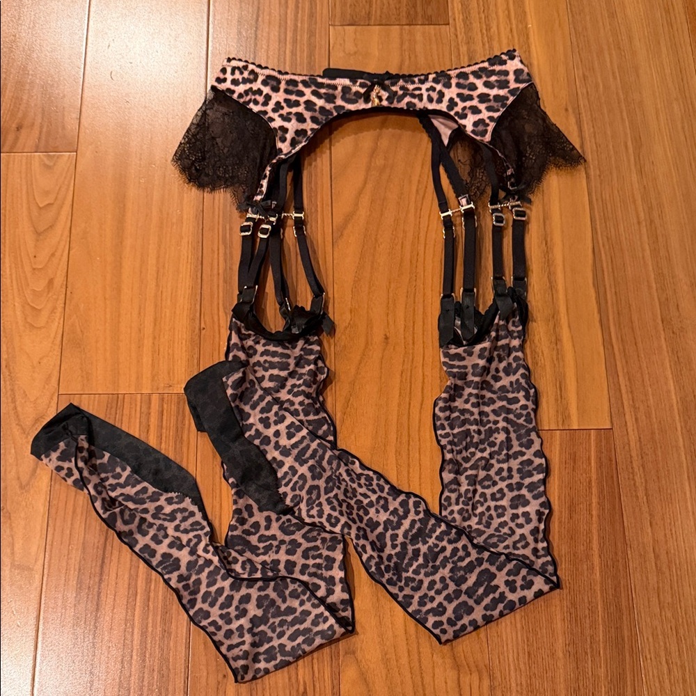 Honey Birdette Leopard Print Suspender Belt